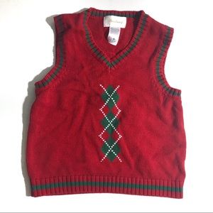 Red Sweater Vest Diamond Pattern Diamonds 4T